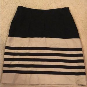 The limited tan and black striped skirt